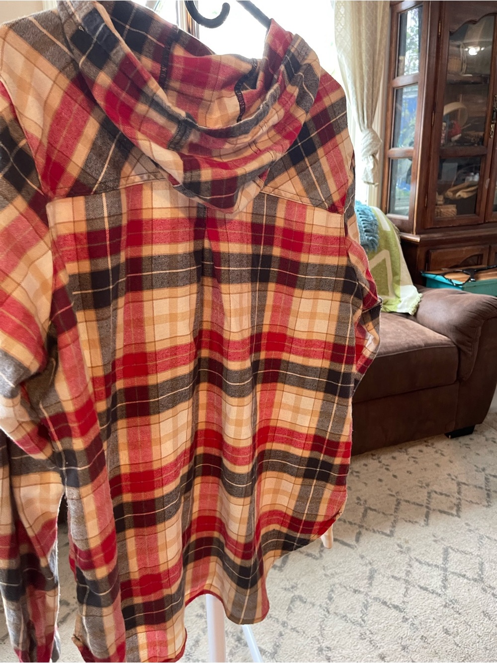 2 shirts: Women’s Columbia Plaid Hooded Flannel Tops - Picture 2 of 6